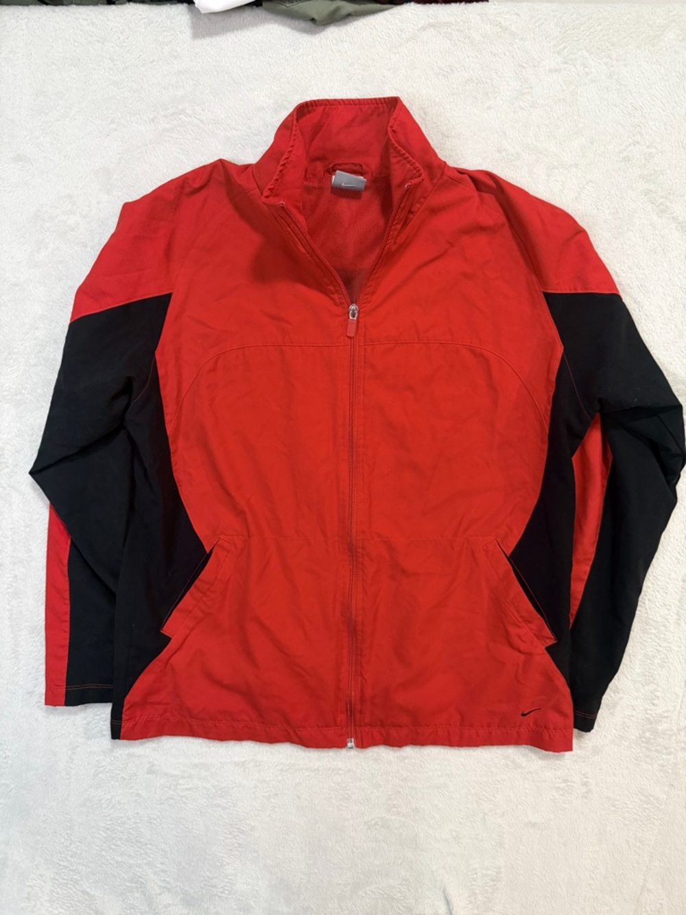 Vintage Red and Black Zip-Up Windbreaker Jacket